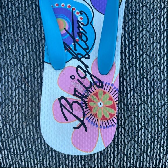 Brighton “Burst” Floral Print Navy Flip Flops Sz 6 - Picture 4 of 11